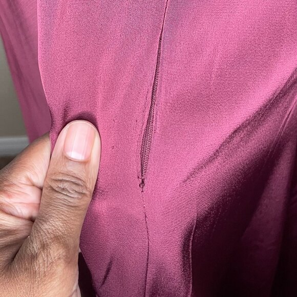 Morilee Madeline Gardner Bordeaux Satin One Shoulder Bridesmaid Dress Gown Sz 4 - Picture 9 of 14